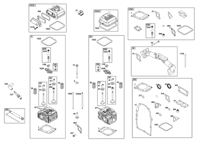 Cylinder Head Group Diagram and Parts List for 386447-3337-F1 200000 - 399999 Briggs and Stratton Engine